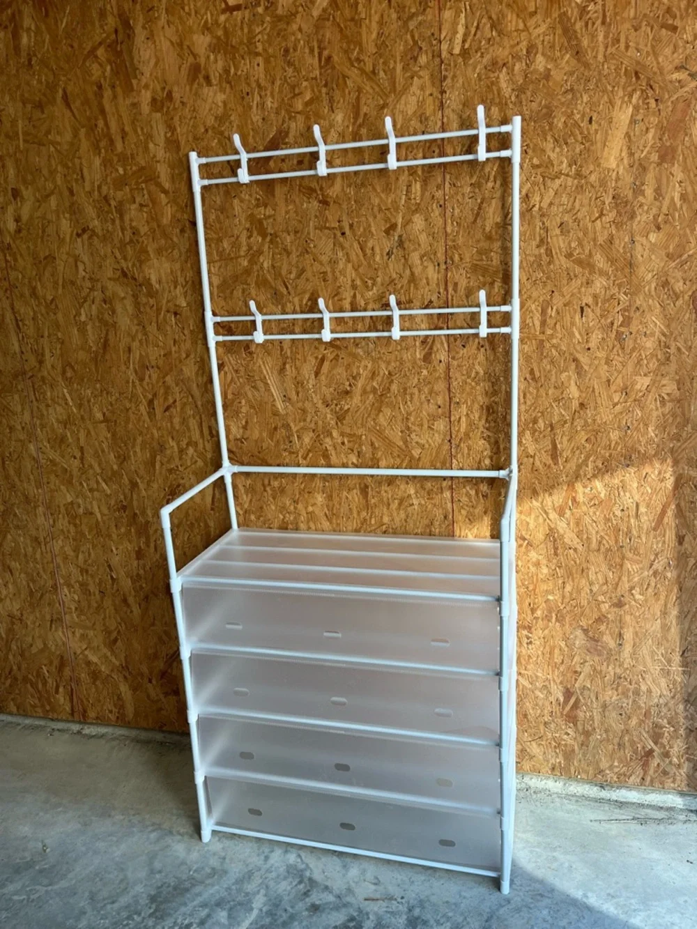 Portable Shoe Rack w/ Hooks & Shelves Organizer 66x30x13.5 New